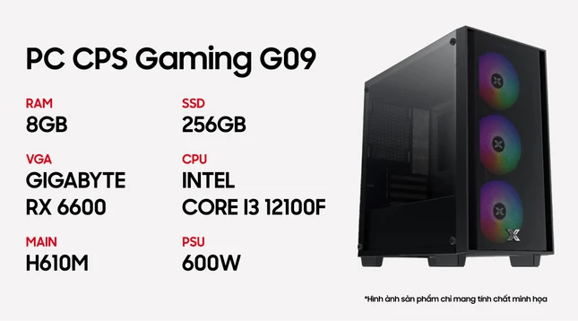 PC CPS Gaming G09 i3 12100F / 8GB - 256GB / RX 6600