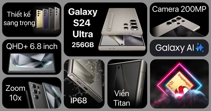 Galaxy S24 Ultra 512GB+Samsung 45W Adapter+Nillkin Tran