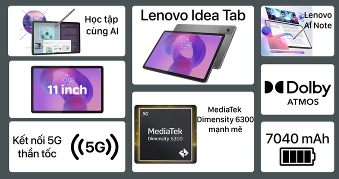Máy tính bảng Lenovo Idea Tab 5G 8GB 256GB ZAFM0711VN kèm bút