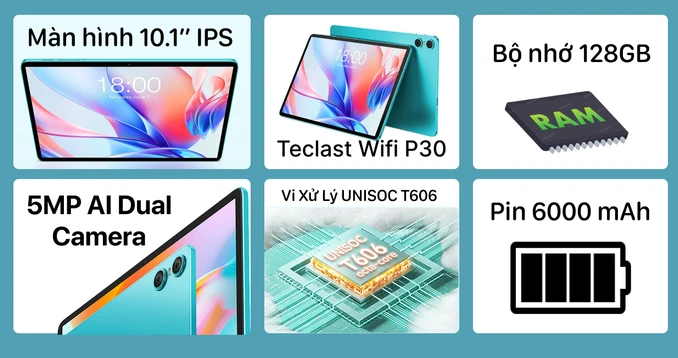 Máy tính bảng Teclast Wifi P30 4GB 128GB