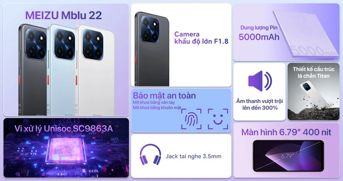 Điện thoại Meizu Mblu 22 3GB 64GB | Giá rẻ, hỗ trợ trả góp 0%