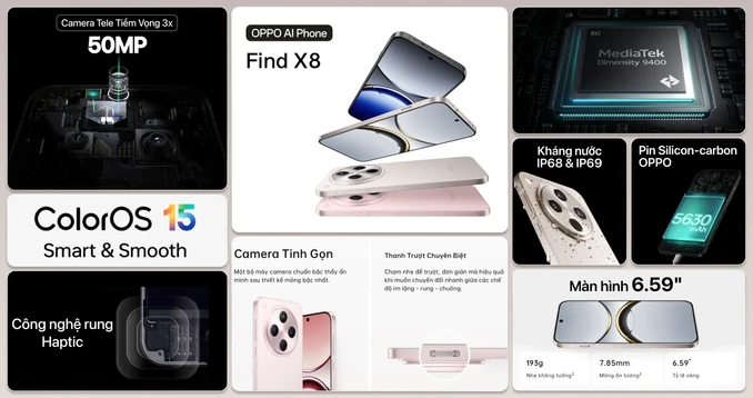 OPPO Find X8 16GB/512GB | Trả góp 0%, Thu cũ giảm 6Tr