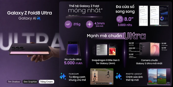 Samsung Galaxy Z Fold8 Ultra 5G 12GB 256GB - hình ảnh 8