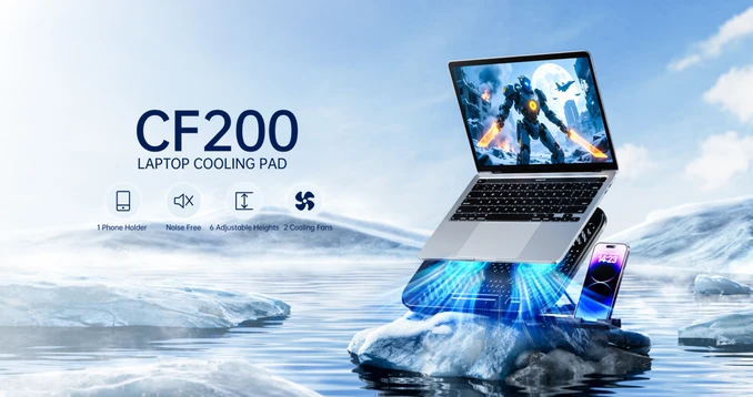 Giá đỡ Laptop/Macbook Rapoo kèm 2 quạt tản nhiệt CF200 - 7