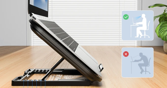 Giá đỡ Laptop/Macbook Rapoo kèm 2 quạt tản nhiệt CF200 - 10