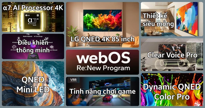Smart Tivi LG QNED Mini LED 4K 85 Inch 85QNED70BSA có gì nổi bật so với các mẫu TV 85 inch cùng phân khúc? Smart Tivi LG QNED 4K 85 inch 2026 (85QNED80BSA) | Giá rẻ, trả góp 0%