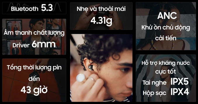 Tai nghe Bluetooth True Wireless Marshall Motif II ANC - 1