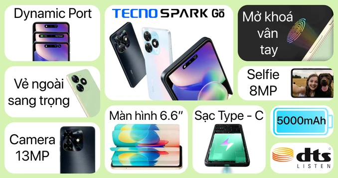Điện thoại Tecno SPark Go 2024 giá mới nhất | chính hãng