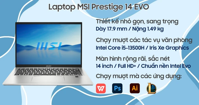 Laptop MSI Prestige 14 EVO B13M-401VN