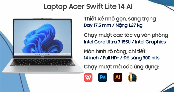 Laptop Acer Swift Lite 14 AI SFL14-51M-78XZ
