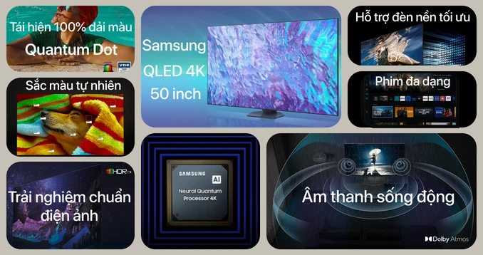 Smart Tivi Samsung QLED 4K 50 inch QA50Q80C
