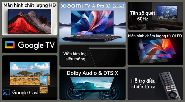 Tivi Xiaomi A Pro HD 32 inch QLED 2026