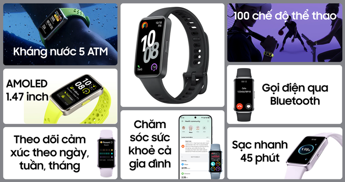 Vòng đeo tay thông minh Huawei Band 10 khung kim loại