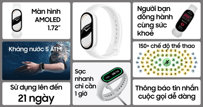 Vòng đeo tay thông minh Xiaomi Mi Band 10 Gốm trắng