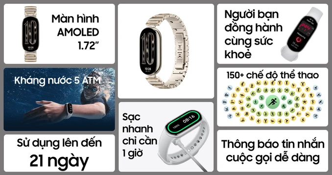 Vòng đeo tay thông minh Xiaomi Mi Band 10 Vàng