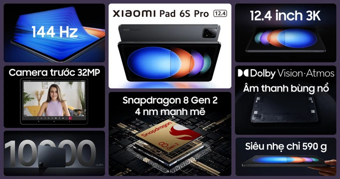 Xiaomi Pad 6S Pro Wifi 8GB 256GB | Giá rẻ, hỗ trợ trả góp 0%