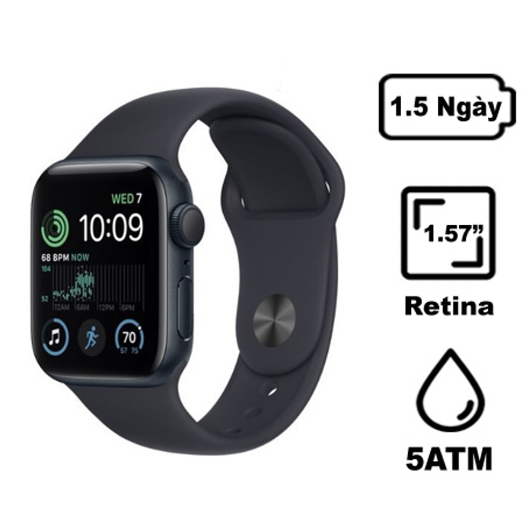 Apple Watch SE 2022 40mm (GPS) - Viền nhôm - Cao su - Cũ Xước Cấn