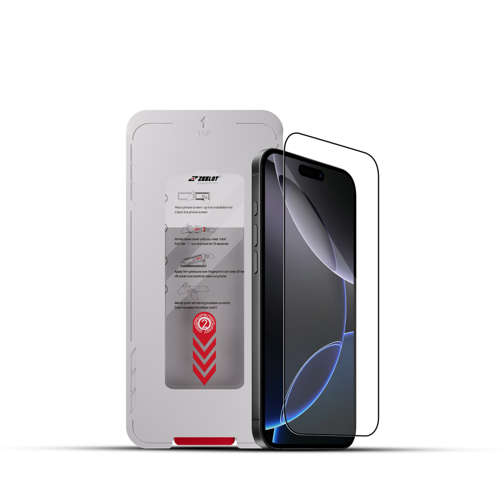 Dán kính cường lực màn hình iPhone 18 Pro/17 Pro Zeelot Solidsleek Full Viền Đen Cao Cấp