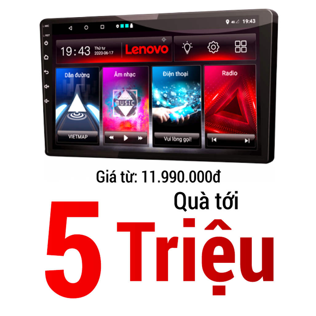 Màn Hình Giải Trí Android Lenovo + Vietmap D1 Pro 9 Inch