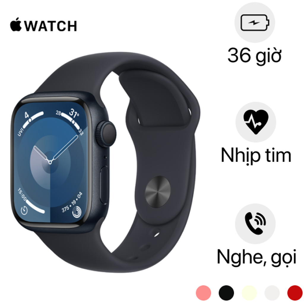 Apple Watch Series 9 41mm (GPS) viền nhôm dây cao su - Cũ Trầy Xước