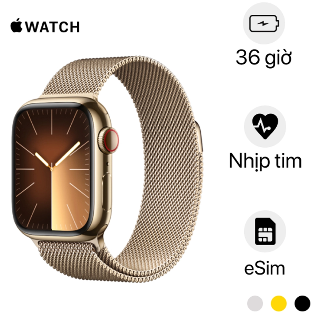 Apple Watch Series 9 45Mm (4G) Viền Thép Dây Thép - Cũ Trầy Xước