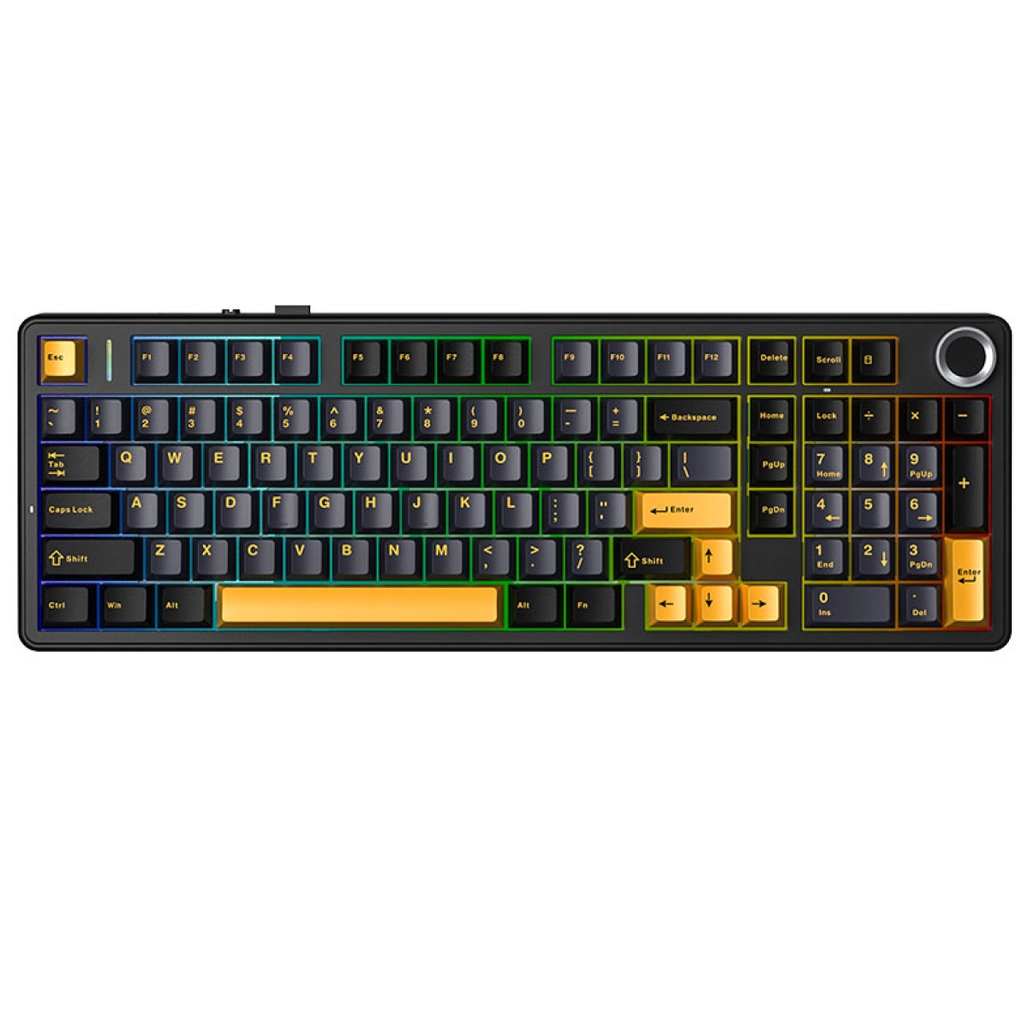 Bàn Phím Cơ Không Dây Aula F99 Pro Đen Xanh Đậm Cam