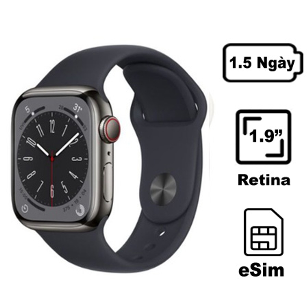 Apple Watch Series 8 45Mm 4G - Viền Nhôm Dây Cao Su - Cũ Xước Cấn