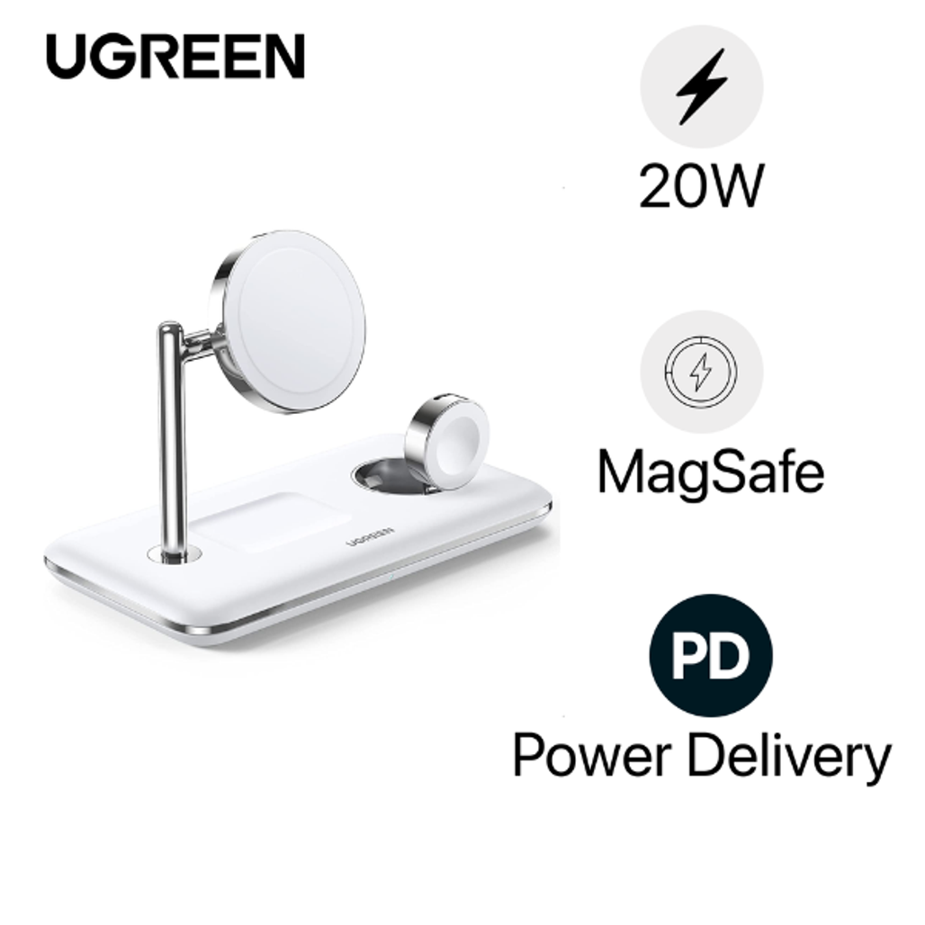 Bộ sạc không dây Ugreen 3 trong 1 Magsafe