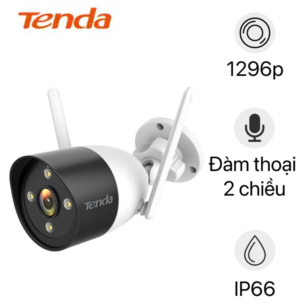 Camera IP WiFi Tenda CT6 - Camera An Ninh Ngoài Trời 2K, Hỗ Trợ Đèn LED Hồng Ngoại 30m, Có Màu Ban Đêm