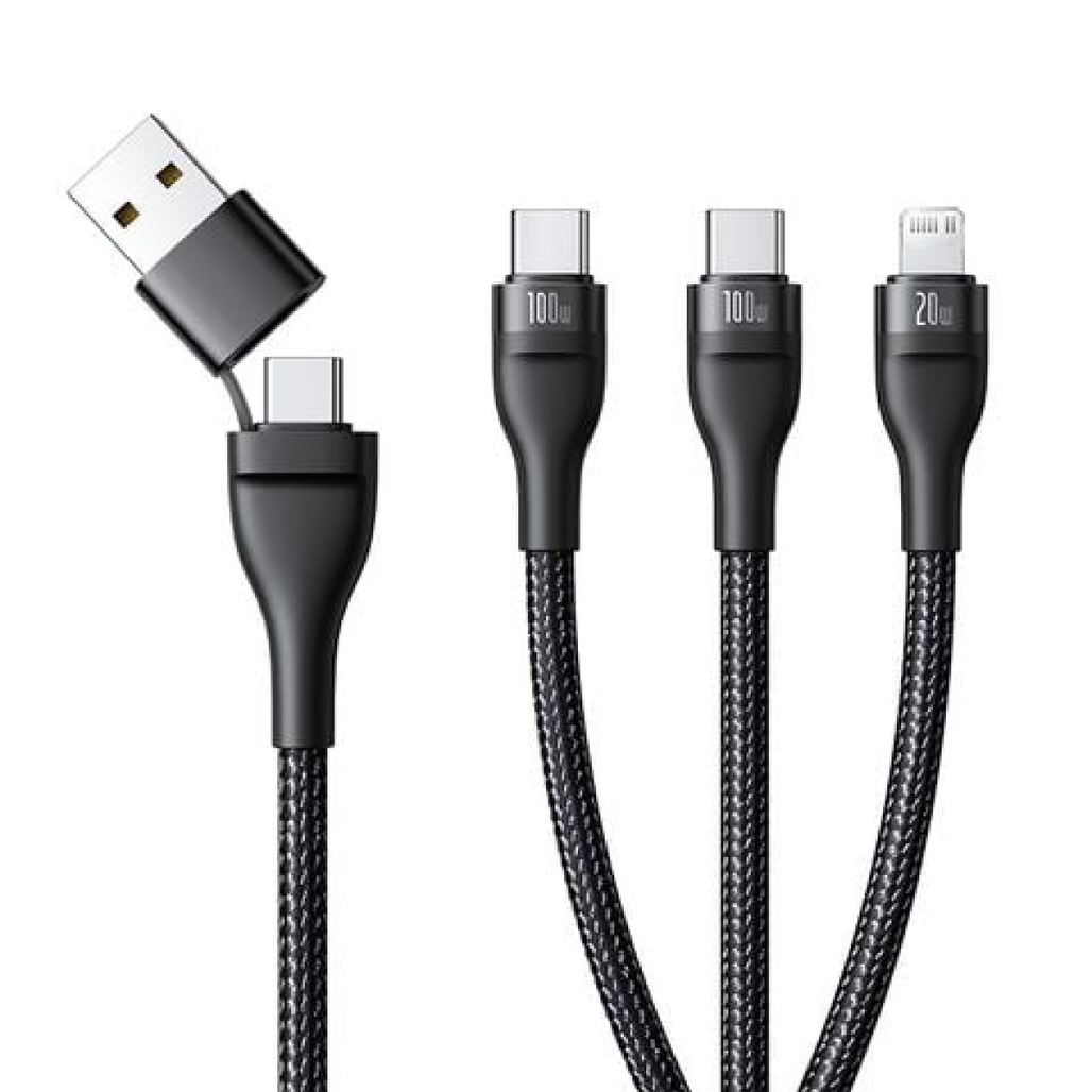 Cáp Baseus 3 in 1 USB-C to M+L+C 100W dài 1.5m