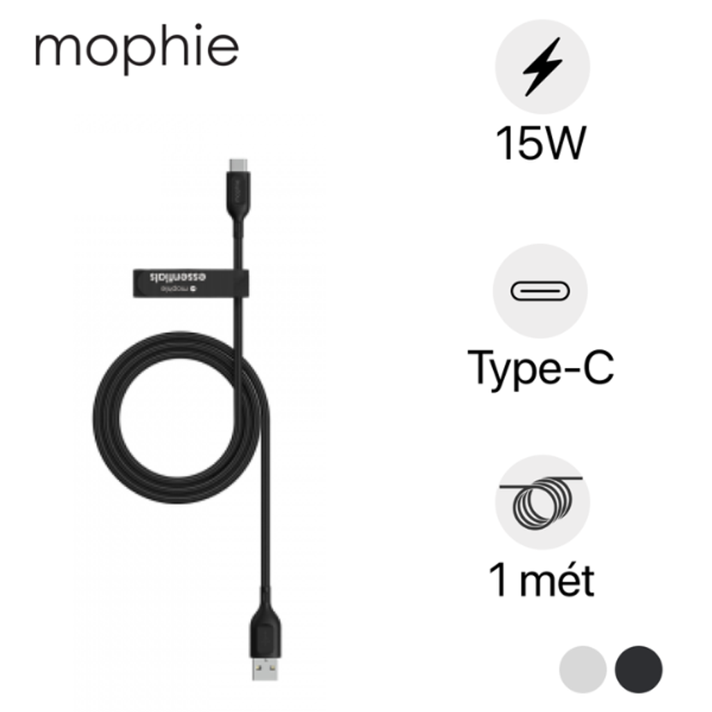 Cáp USB-A to USB-C Mophie Essentials 1M