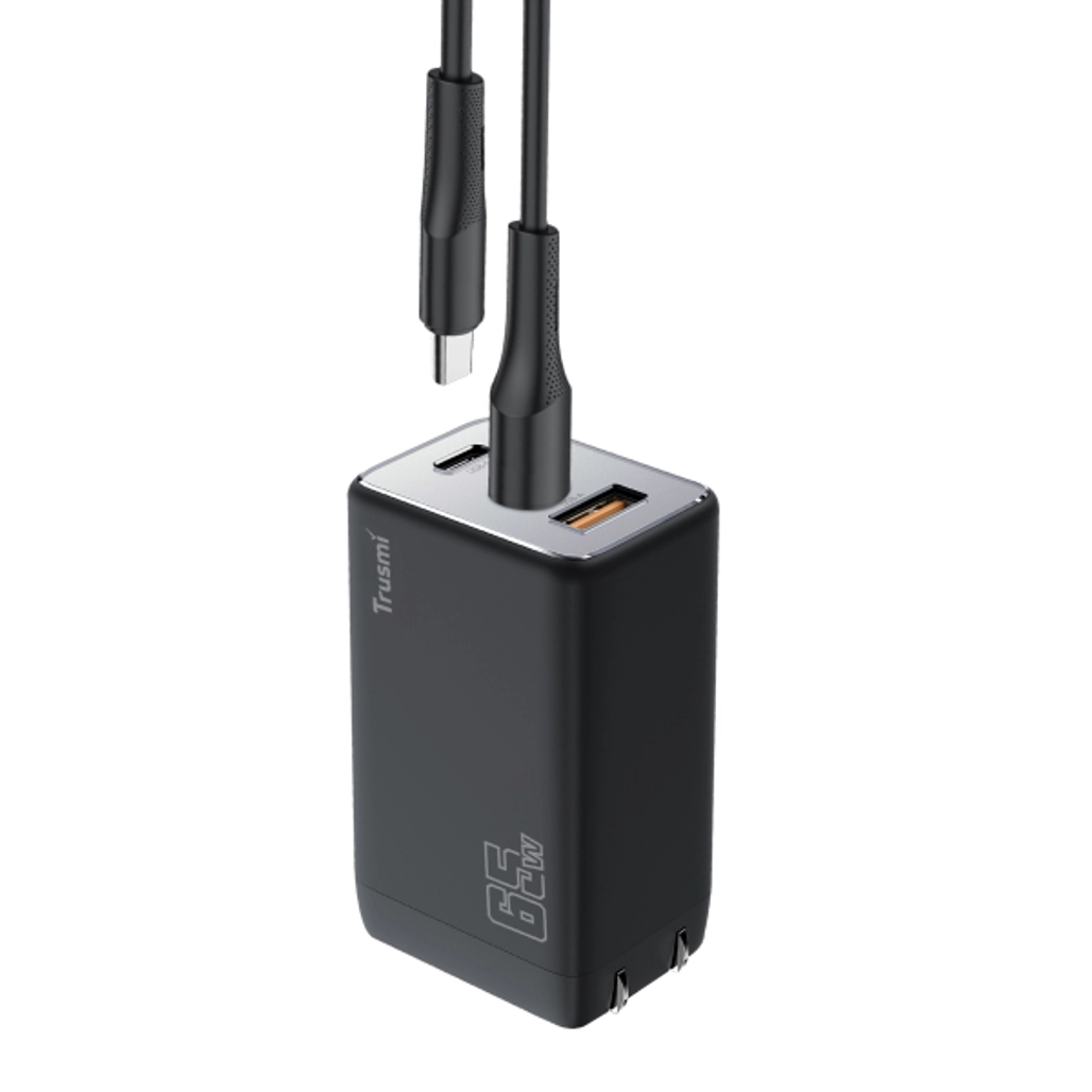 Sạc nhanh mini Trusmi PD 65W GAN 1A+2C kèm cáp type-C to type-C 60W CH05 - Cũ