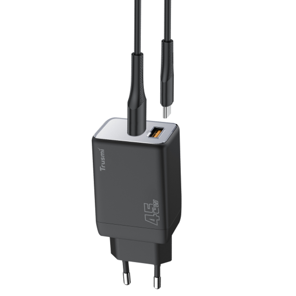Sạc nhanh mini Trusmi PD 45W GAN 1A1C kèm cáp type-C to type-C 60W CH06 - Cũ