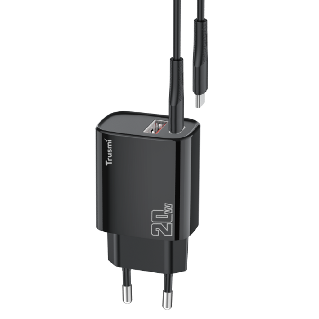Sạc Trusmi cổng 1A1C PD 20W kèm cáp type-C to type-C 60W CH11 (EU) - Cũ