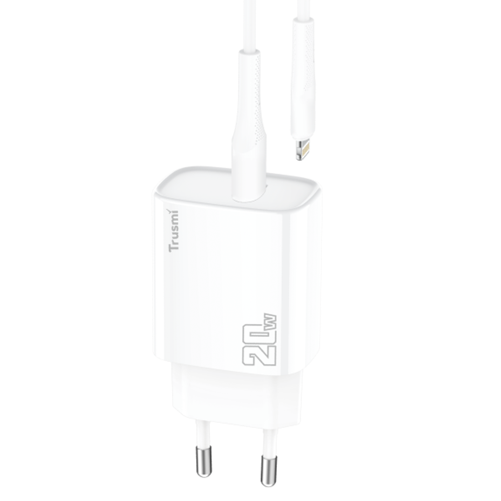 Sạc Trusmi cổng USB-C PD 20W kèm cáp type-C to Lightning 20W (EU) CH10 - Cũ
