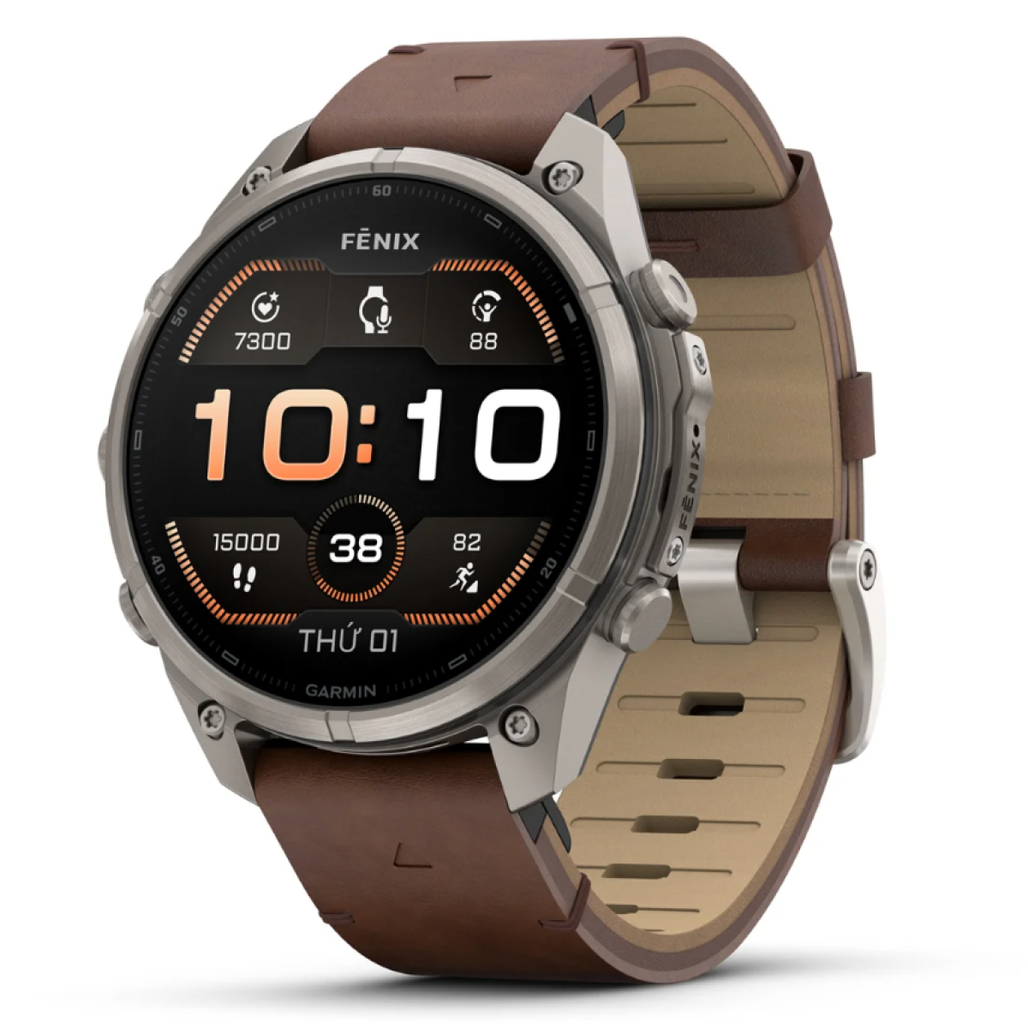 Đồng hồ thông minh Garmin Fenix 9 Pro 47mm AMOLED viền titan dây da