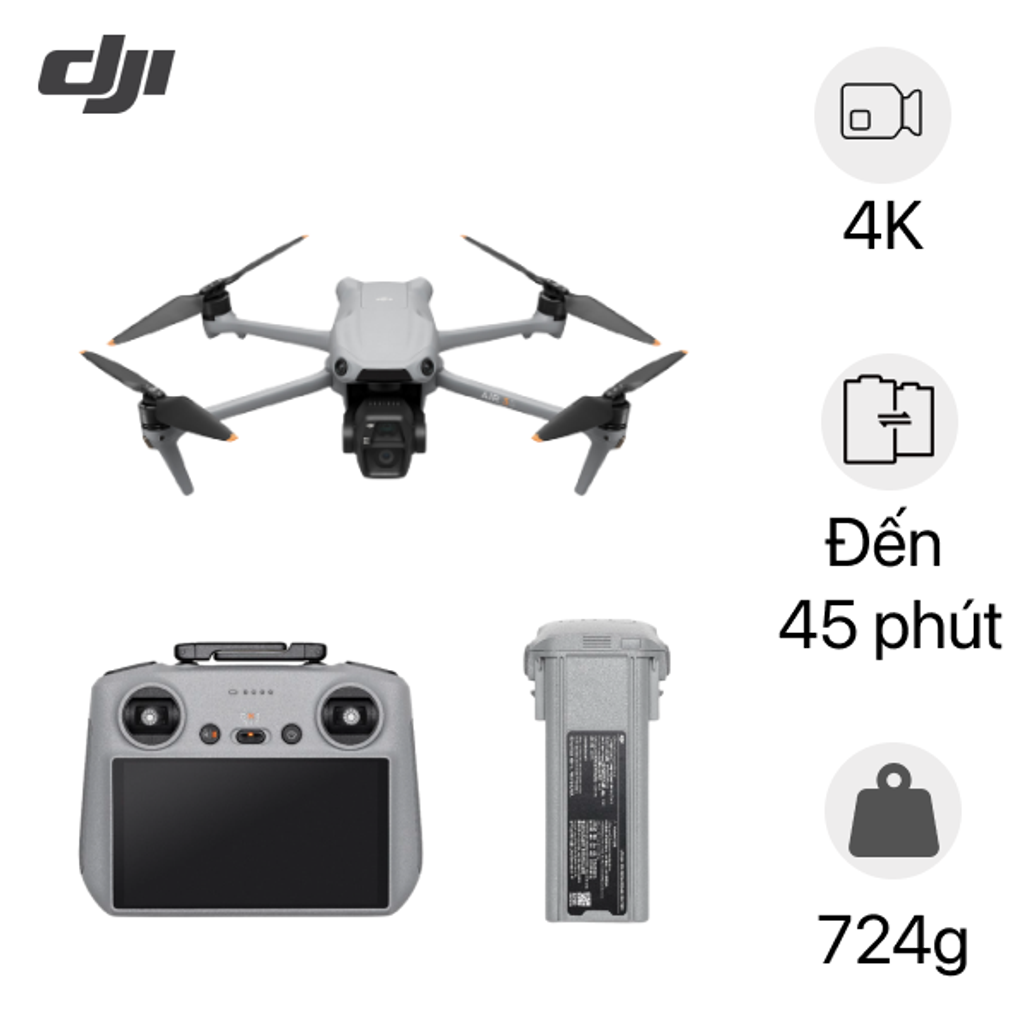 Flycam DJI dân dụng Air 3S Fly More Combo (DJI RC-2)
