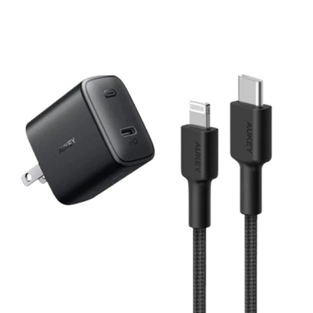 sạc aukey usb-c pd 20w kèm cáp c-lightning pa-f1s