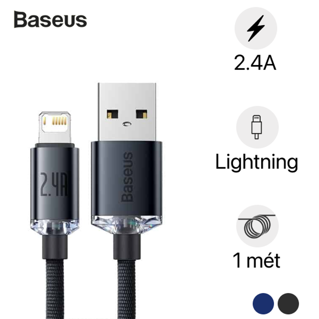 Cáp Lightning Baseus Crystal Shine 2m - Cũ