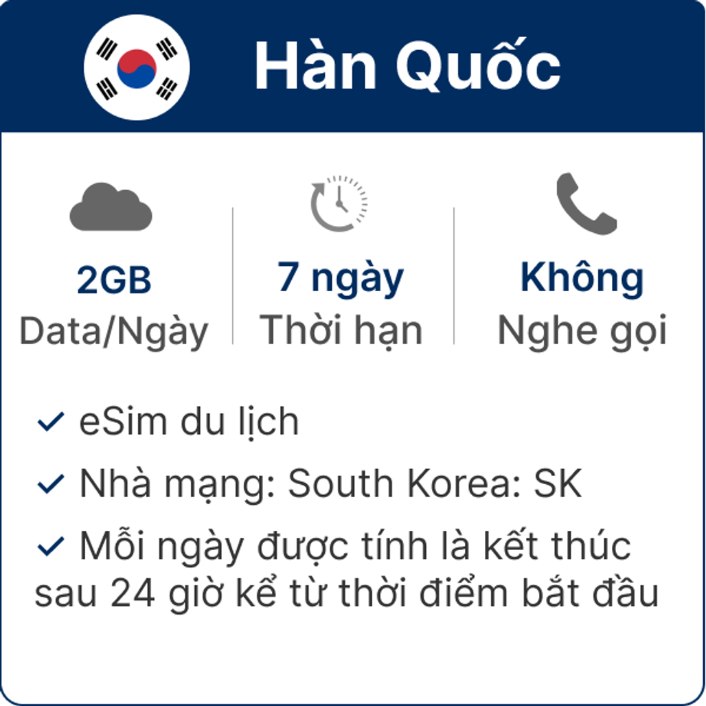 eSim Gohub Hàn Quốc 2GB 5 Ngày