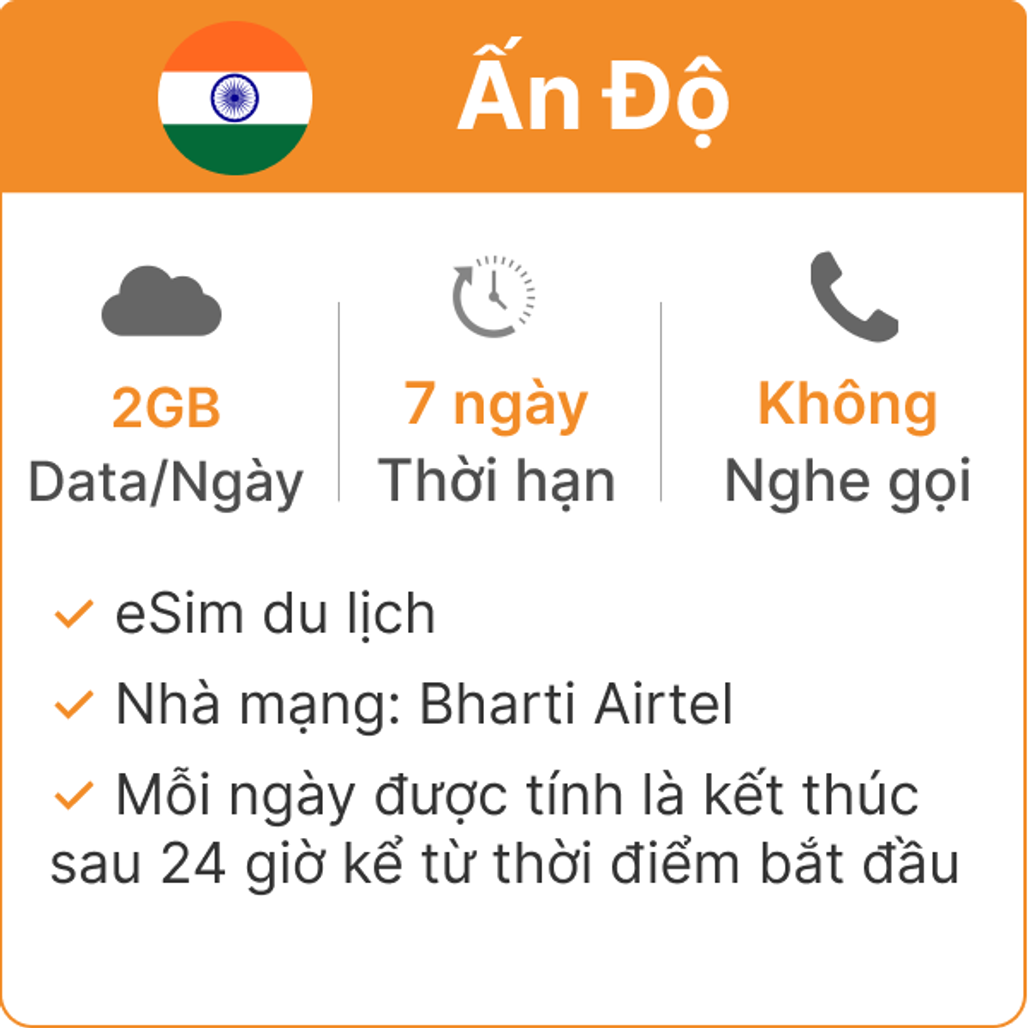 eSim Gohub Ấn Độ 2GB 7 Ngày
