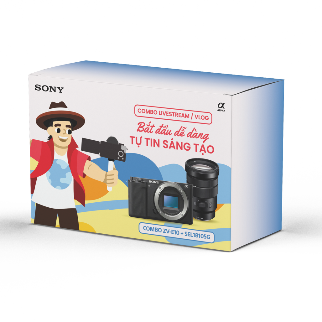 Bộ Kit LiveStream/Vlog Sony ZV-E10 + Lens 18-105mm F4 G