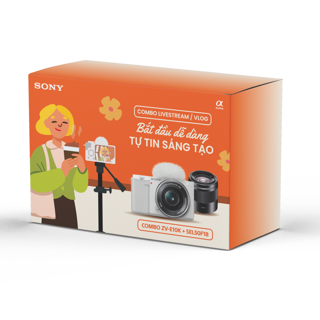 Bộ Kit LiveStream/Vlog Sony ZV-E10K + Lens 50mm F1.8