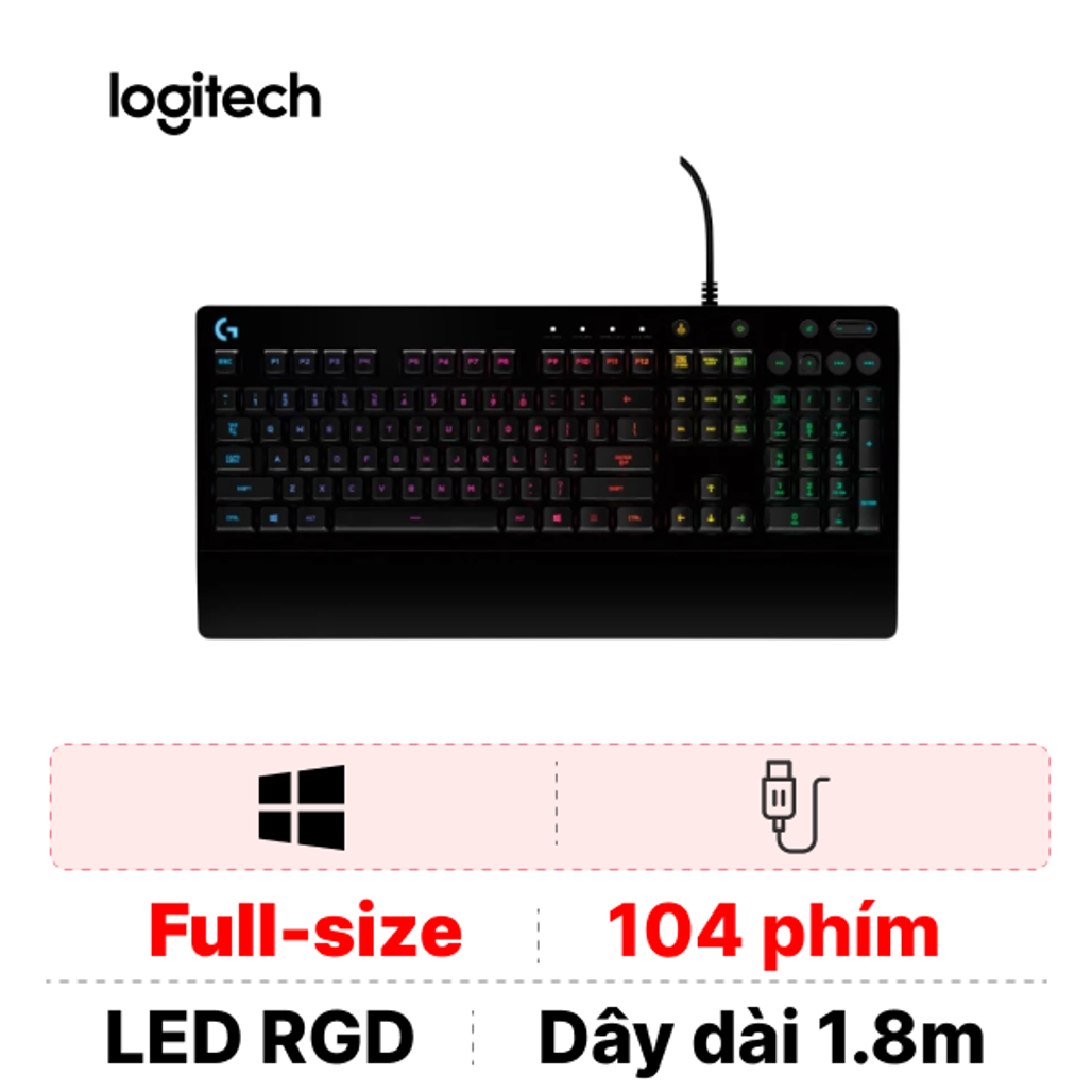 Bàn phím giả cơ Logitech G213 Prodigy RGB Gaming