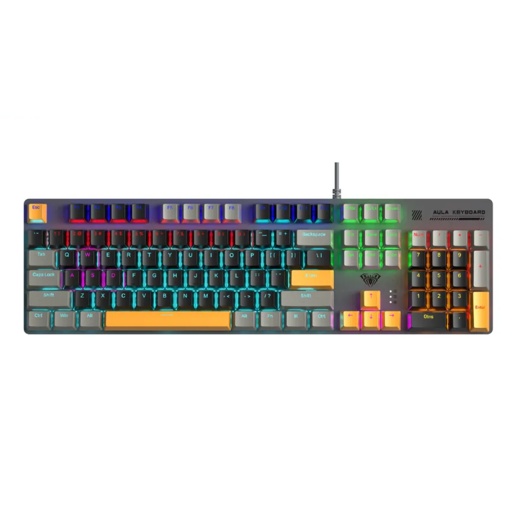 Bàn phím cơ có dây aula s500 xám đen vàng
