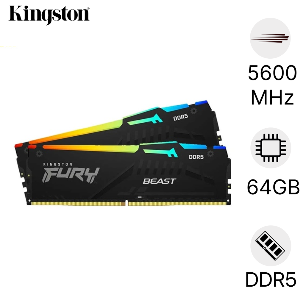 Ram Pc Kingston Fury Beast Rgb Ddr5 5600Mhz 64Gb (2X32) Kf556C40Bb2Ak2 - 64