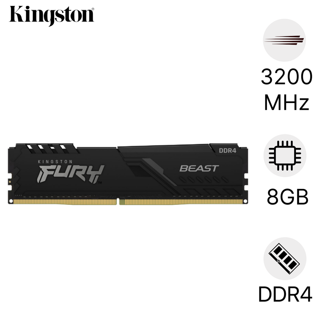 RAM PC Kingston Fury Beast DDR4 3200MHz 8GB KF432C16BB/8WP