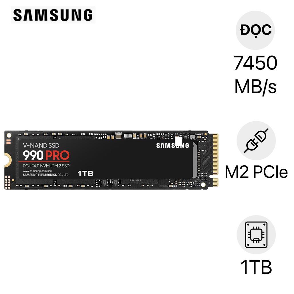 Ổ Cứng Ssd Samsung 990 Pro Pcie Gen 4.0 X4 Nvme (R 7450/W 6900) 1Tb