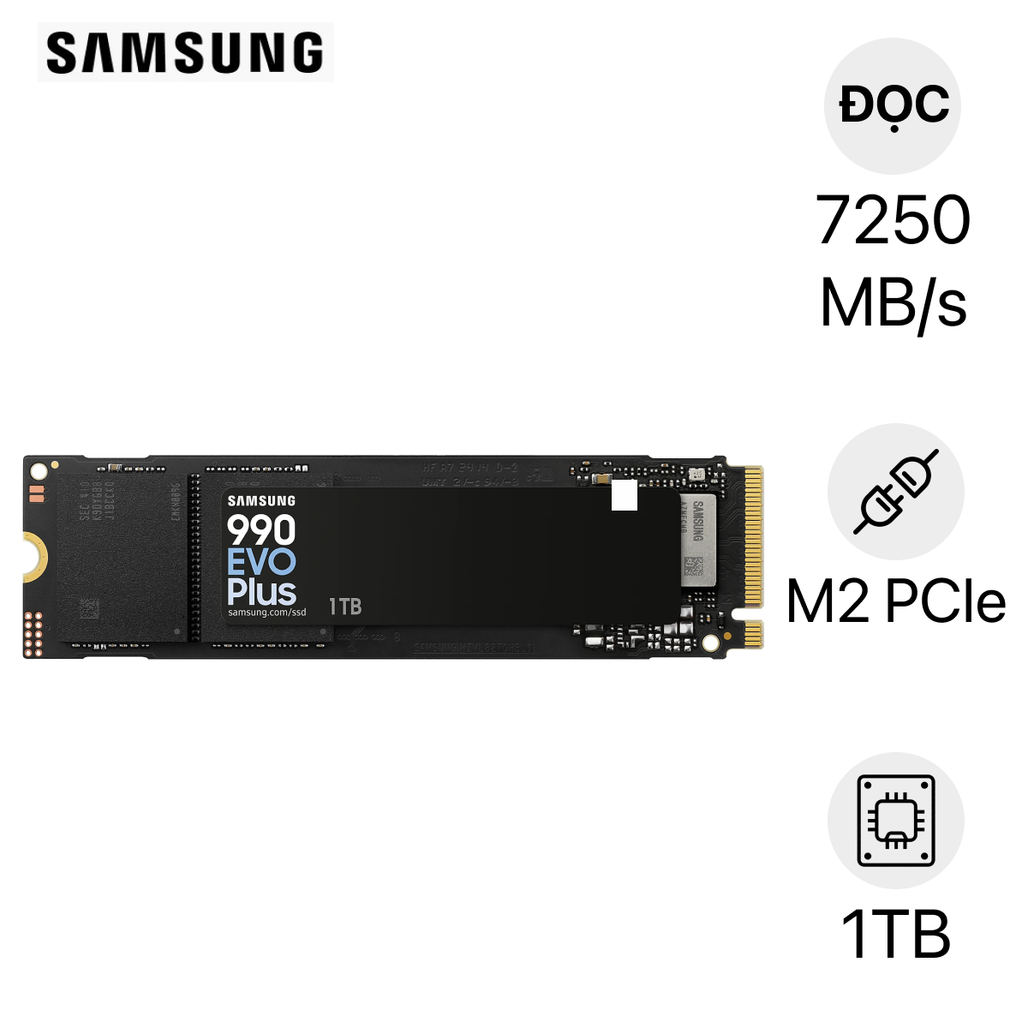 Ổ Cứng Ssd Samsung 990 Evo Plus Pcie Gen 4.0 X4 Nvme (R 7250/W 6300) 1Tb