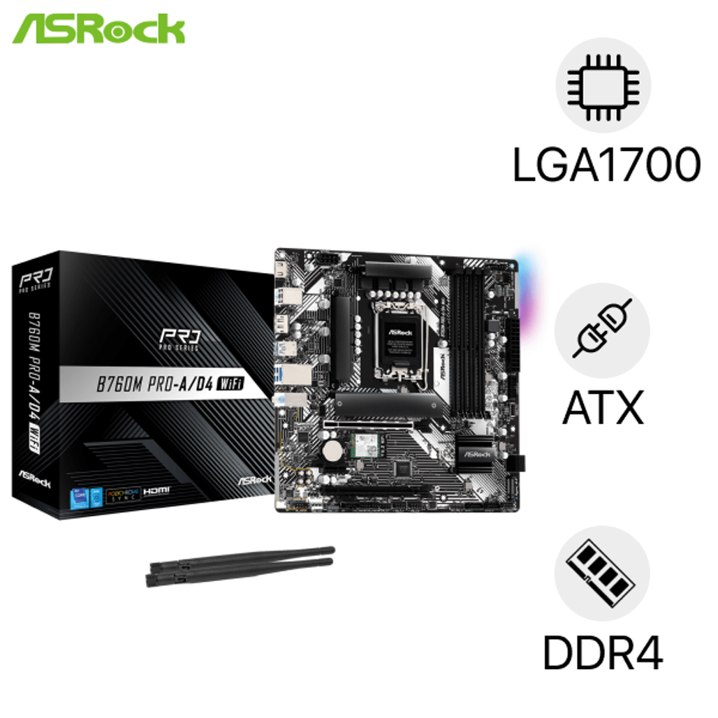 Mainboard ASRock B760M PRO-A D4 Wifi 6E